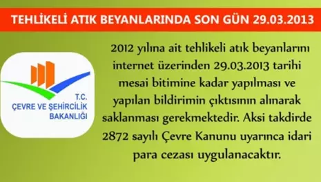 TEHLİKELİ ATIK BEYANI HK .