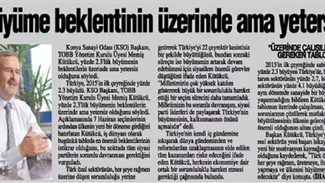 Büyüme rakamlarını değerlendiren Kütükcü, ekonomi için ortak sorumluluk çağrısı yaptı