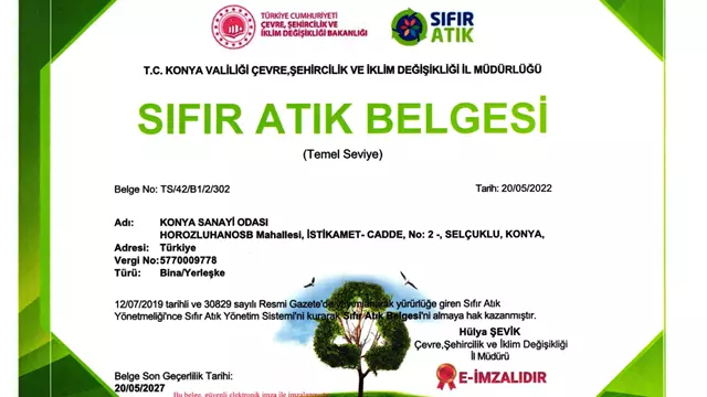 SIFIR ATIK BELGESİ