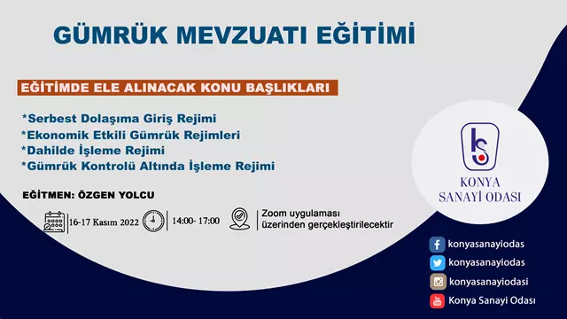 16-17 KASIM GÜMRÜK MEVZUATI EĞİTİMİ