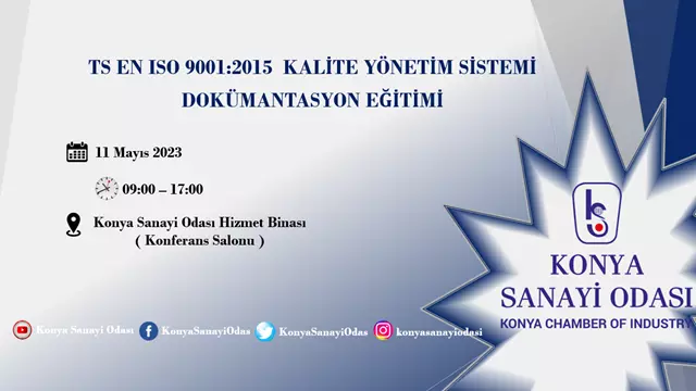 TS EN ISO 9001:2015 KALİTE YÖNETİM SİSTEMİ DOKÜMANTASYON EĞİTİMİ