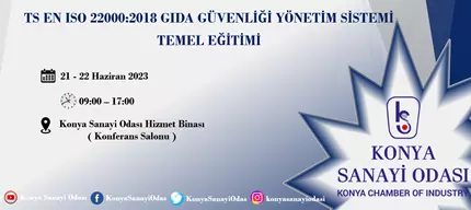 TS EN ISO 22000:2018 Gıda Güvenliği Yönetim Sistemi Temel Eğitimi