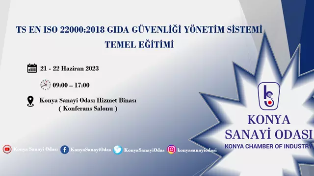 TS EN ISO 22000:2018 Gıda Güvenliği Yönetim Sistemi Temel Eğitimi