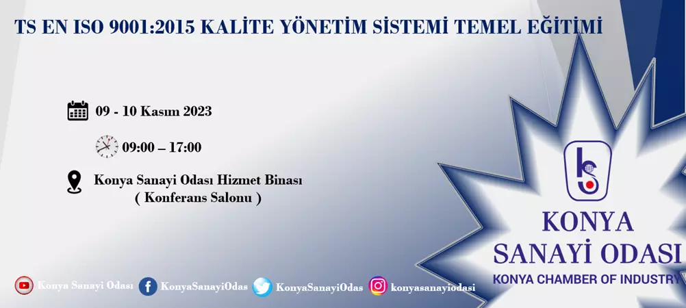 TS EN ISO 9001:2015 KALİTE YÖNETİM SİSTEMİ TEMEL EĞİTİMİ