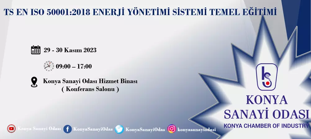TS EN ISO 50001:2018 ENERJİ YÖNETİMİ SİSTEMİ TEMEL EĞİTİMİ