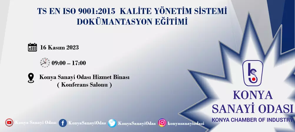 TS EN ISO 9001:2015 KALİTE YÖNETİM SİSTEMİ DOKÜMANTASYON EĞİTİMİ