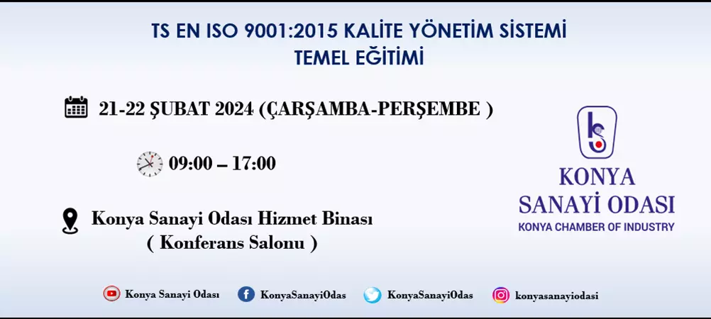 TS EN ISO 9001:2015 KALİTE YÖNETİM SİSTEMİ TEMEL EĞİTİMİ