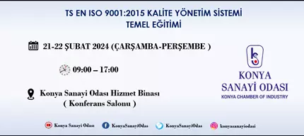 TS EN ISO 9001:2015 KALİTE YÖNETİM SİSTEMİ TEMEL EĞİTİMİ